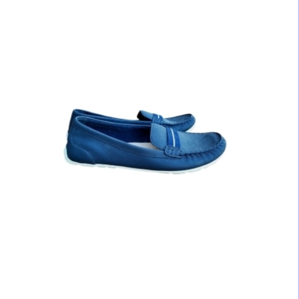 Clarks Dameo Vine Navy Blue Leather Slip on Driver Loafer Moccasin Shoe Women 10